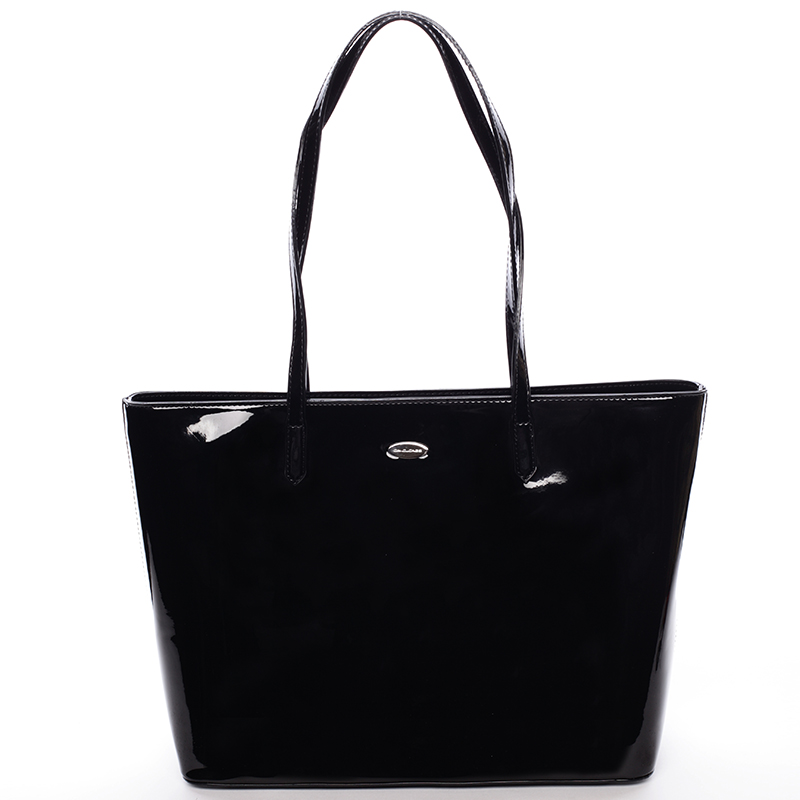 Moderná lakovaná kabelka cez rameno čierna - David Jones Nayeli