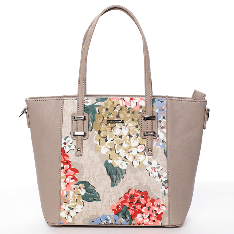 Elegantná kabelka s kvetinovým vzorom camel - David Jones Rylee