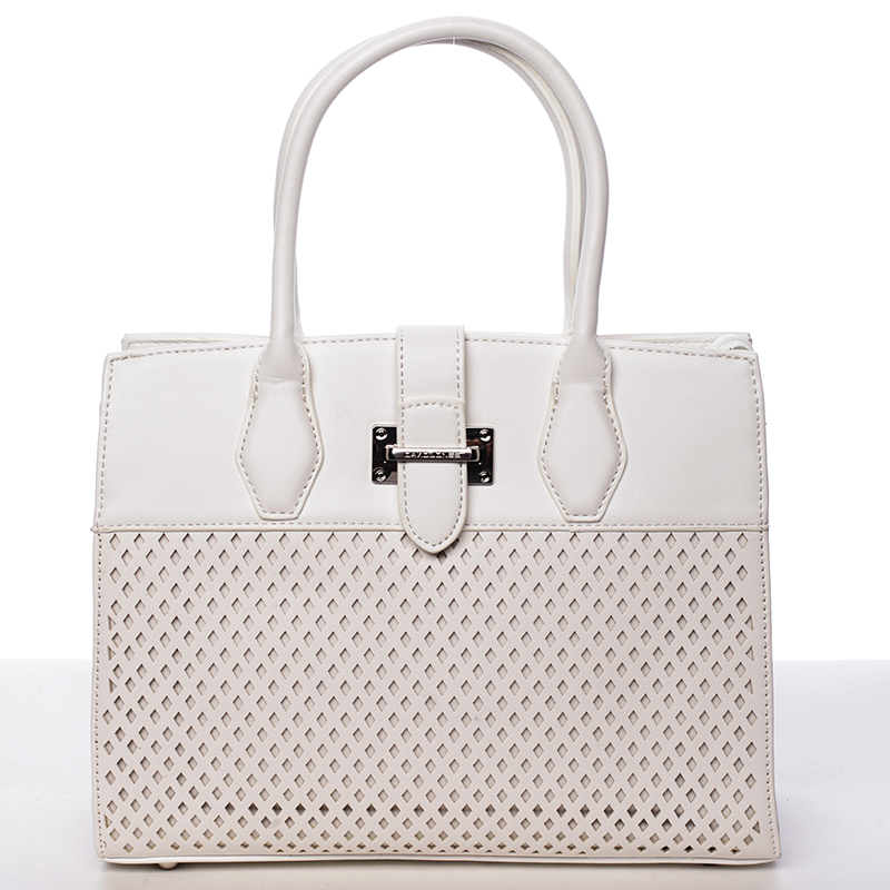 Luxusná a elegantná biela perforovaná kabelka - David Jones Narella