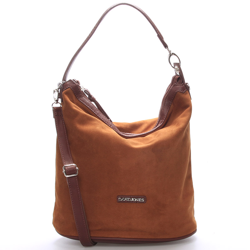 Semišová dámská kabelka přes rameno hnědá - David Jones Jasmeen