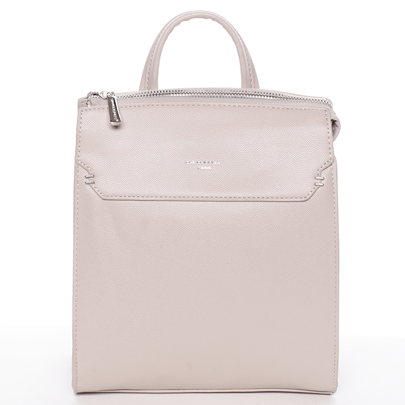 Dámsky pevný moderný batoh tmavo béžový - David Jones Leandros