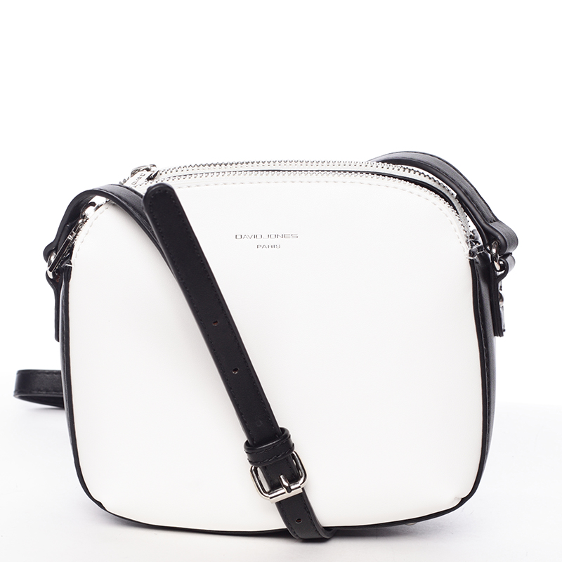 Štýlová crossbody kabelka bielo čierna - David Jones Presley