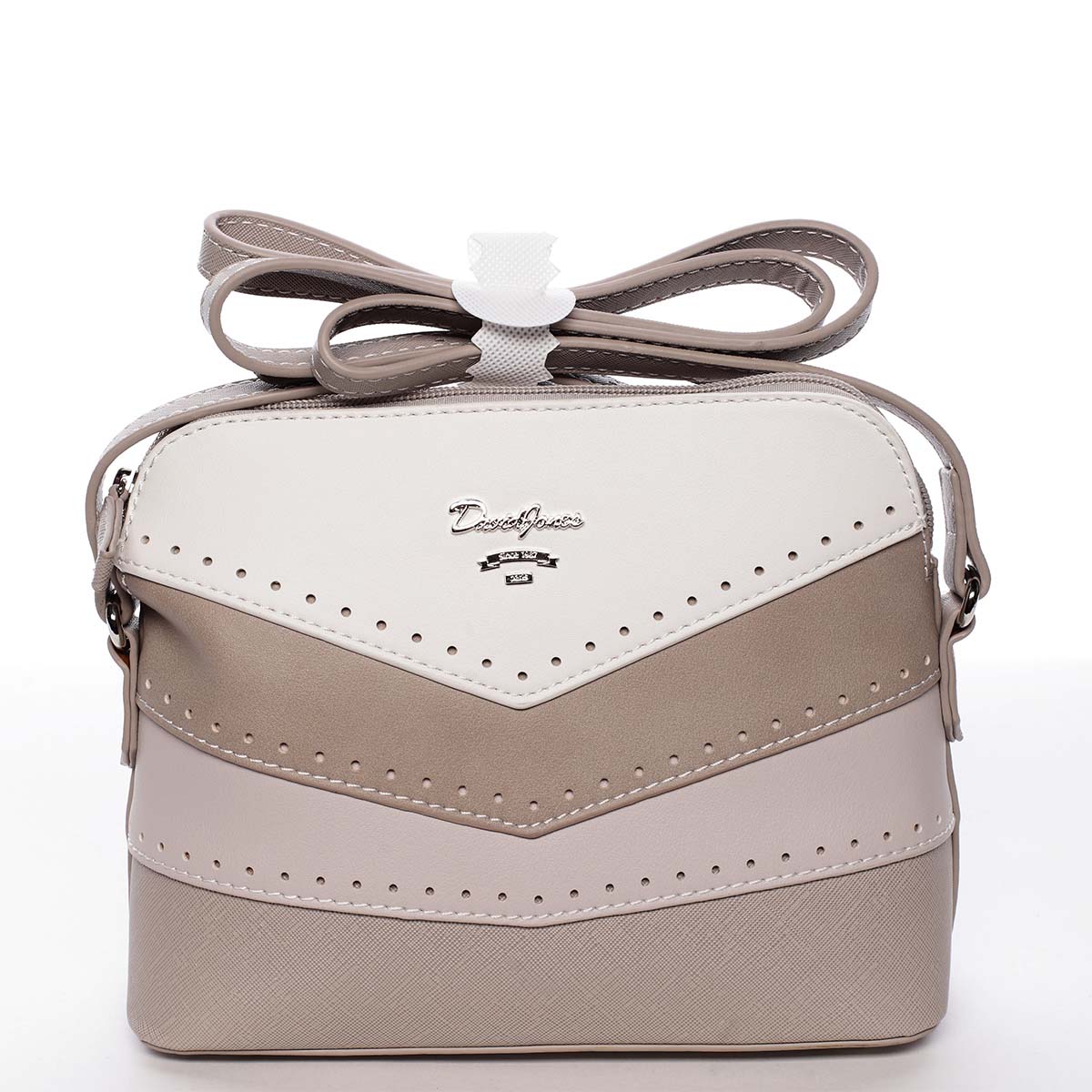 Originálna a moderná krémovo sivá crossbody kabelka - David Jones Maricielo