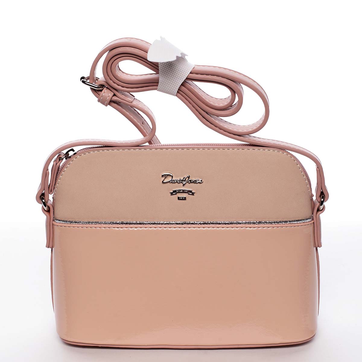 Malá ružová pololakovaná crossbody kabelka - David Jones Kaori