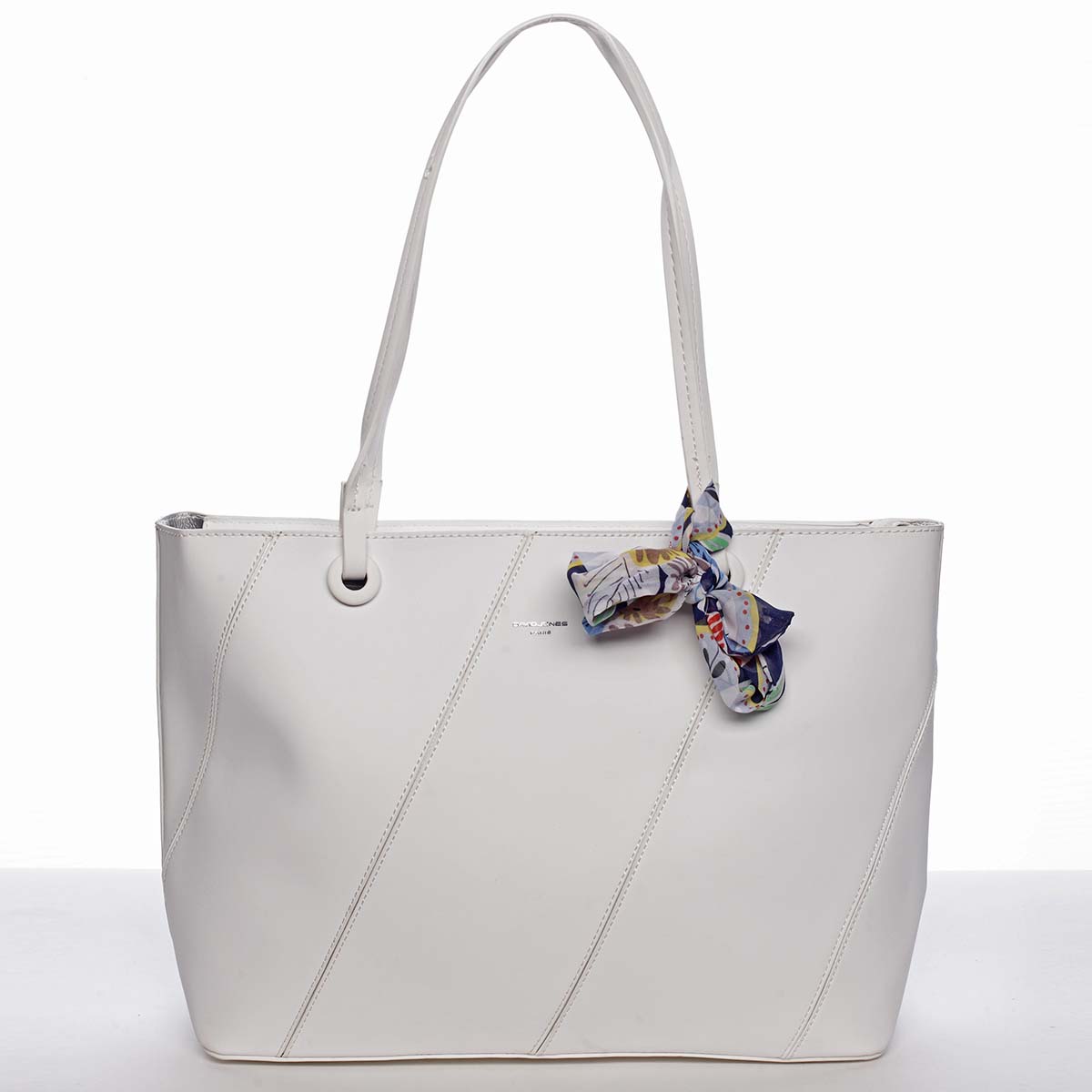 Veľká elegantná a originálna dámska biela kabelka cez rameno - David Jones Keiko