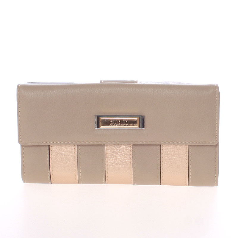 Luxusná veľká dámska svetlá taupe peňaženka - Dudlin M377