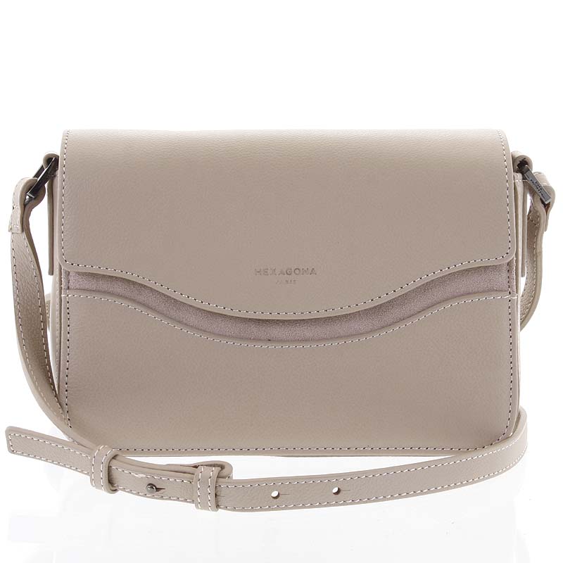 Elegantná dámska kožená piesková crossbody kabelka - Hexagona Zsofia