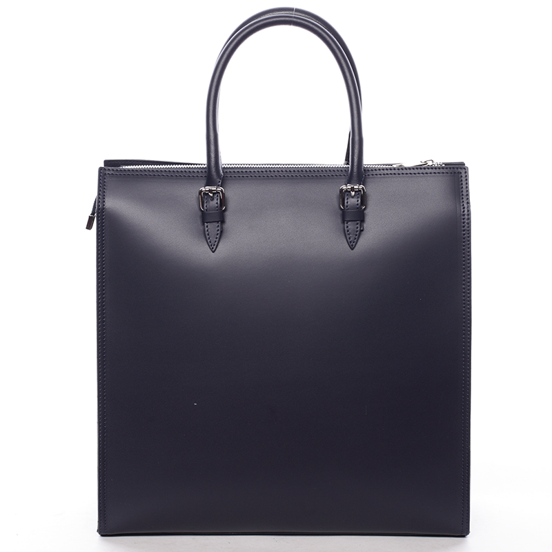 Elegantná dámska kožená kabelka tmavo modrá - Italo Monique