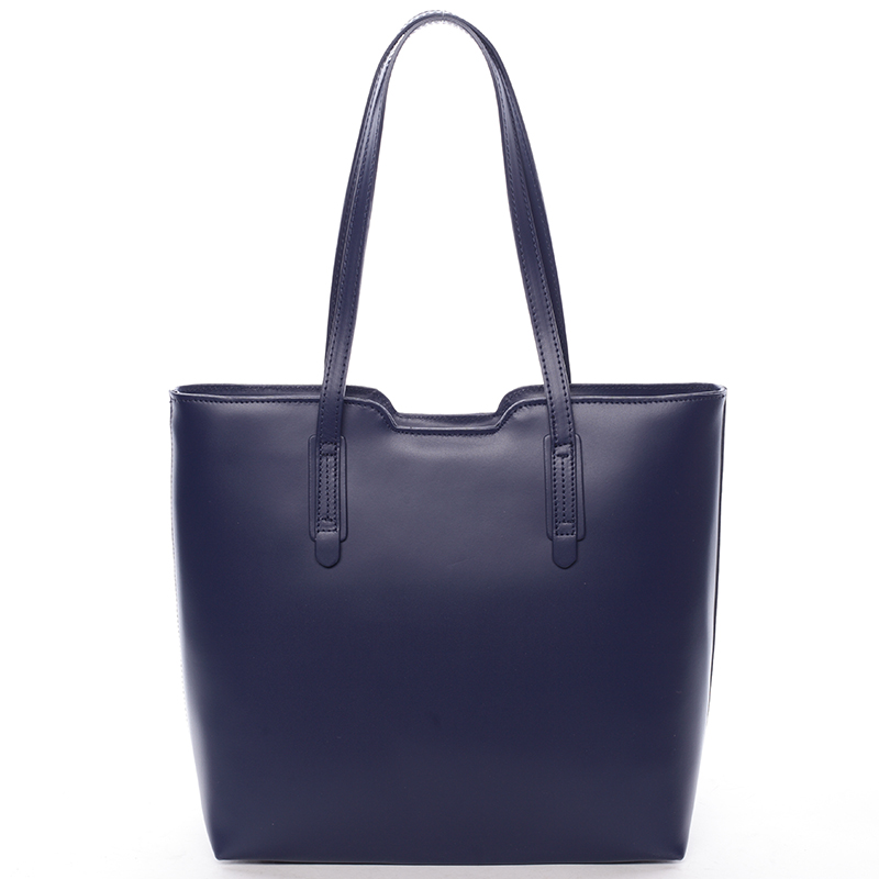 Elegantná dámska kožená kabelka modrá - ItalY Aimee