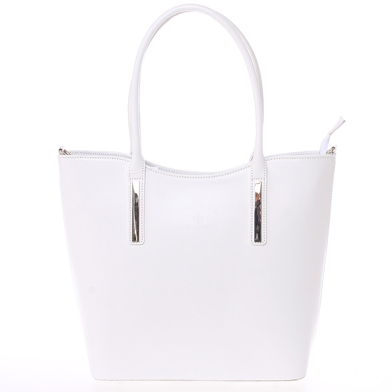 Elegantná biela kožená kabelka cez rameno - ItalY Madeline