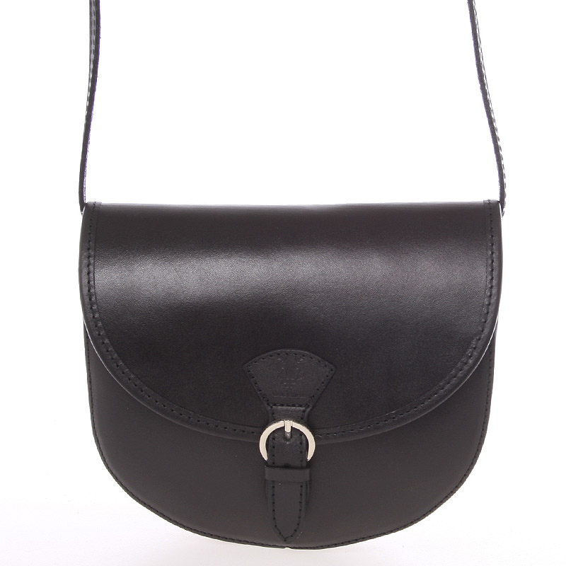 Malá čierna pevná crossbody kožená kabelka - ItalY EmRoya