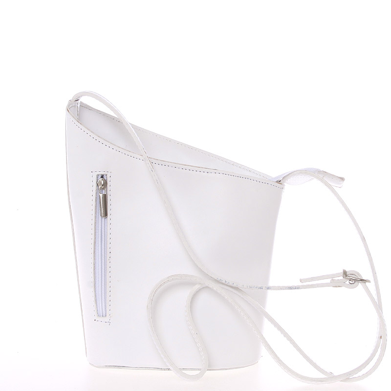 Originálne biela kožená crossbody kabelka - Italy Meida