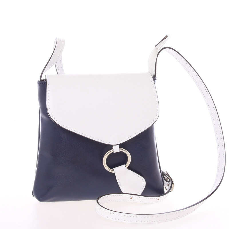 Dámska kožená crossbody kabelka modro-biela - ItalY Saffie