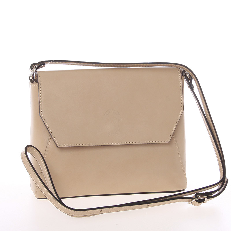 Dámska kožená crossbody kabelka svetlá taupe - ItalY Marleta