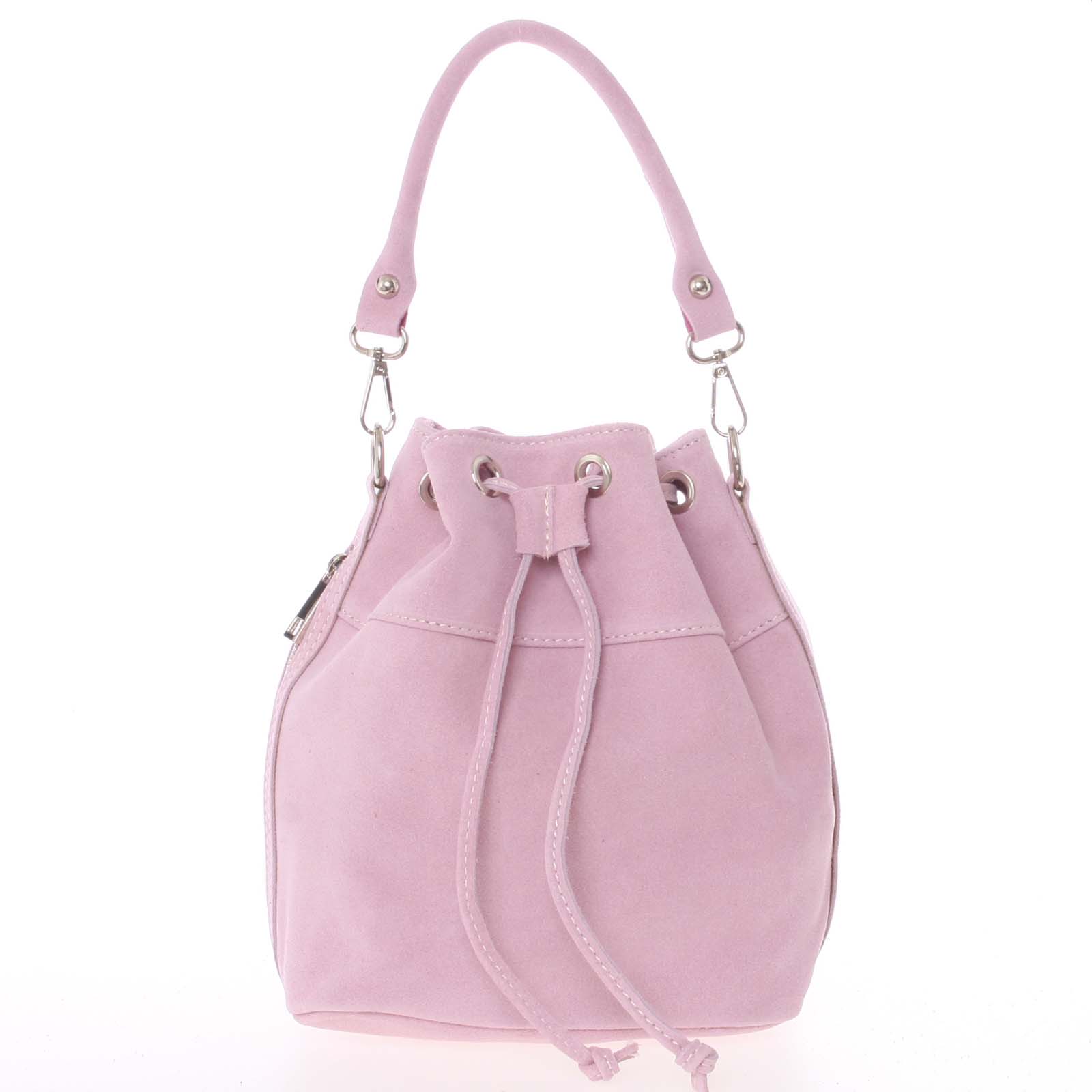 Svetloružová semišová dámska kabelka do ruky - ItalY Neried