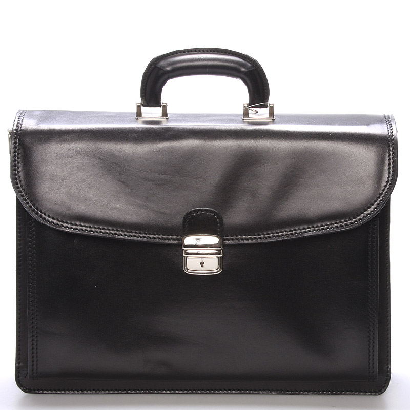 Pánska kožená aktovka čierna - ItalY K16