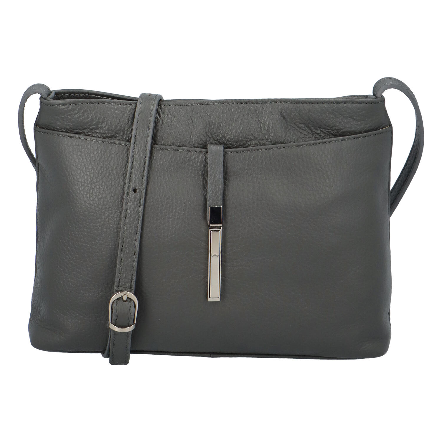 Dámska kožená crossbody kabelka šedá - ItalY Eneta