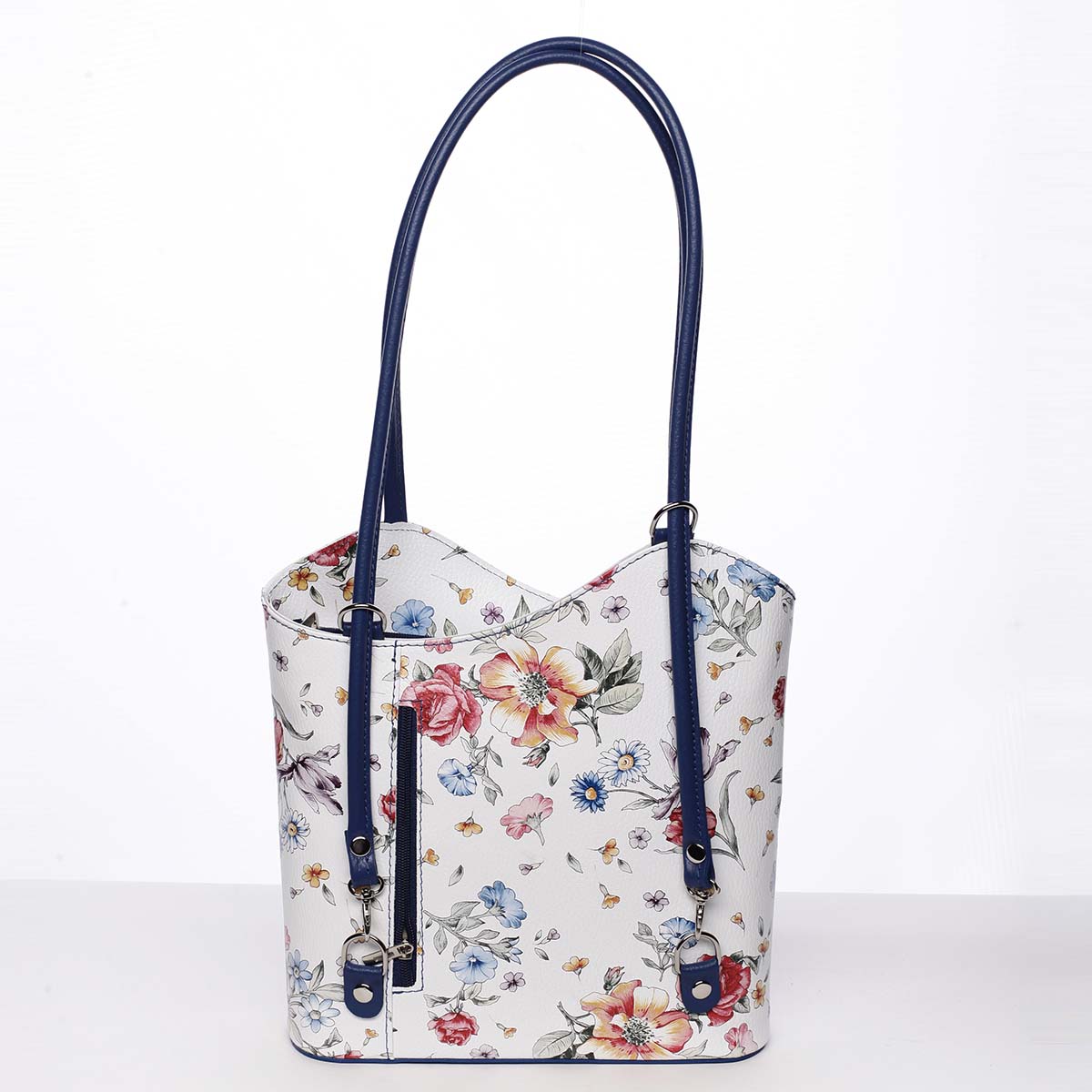 Dámska kožená kabelka batôžtek kvetinová modrá - ItalY Larry
