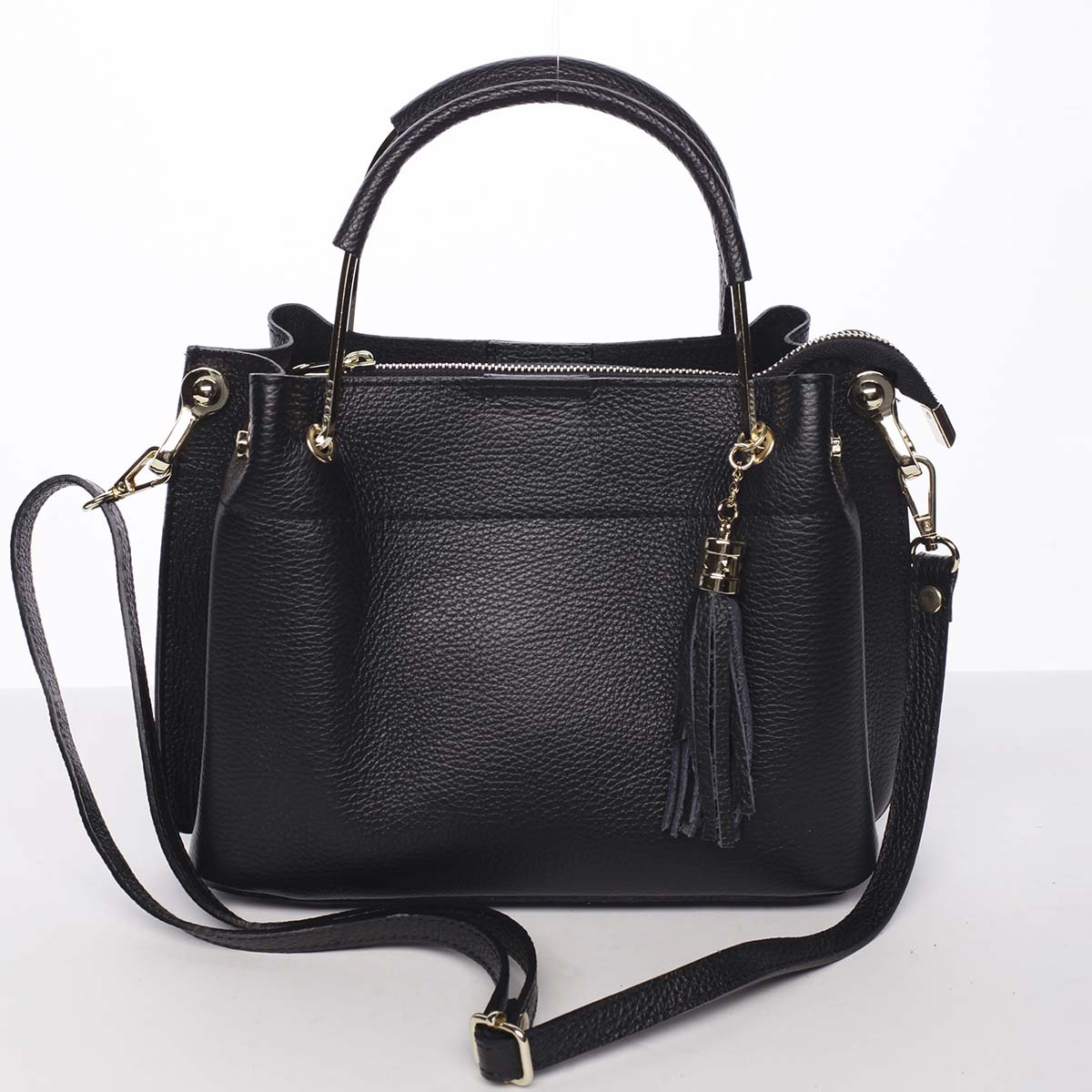 Exkluzívna dámska kožená kabelka čierna - ItalY Maarj