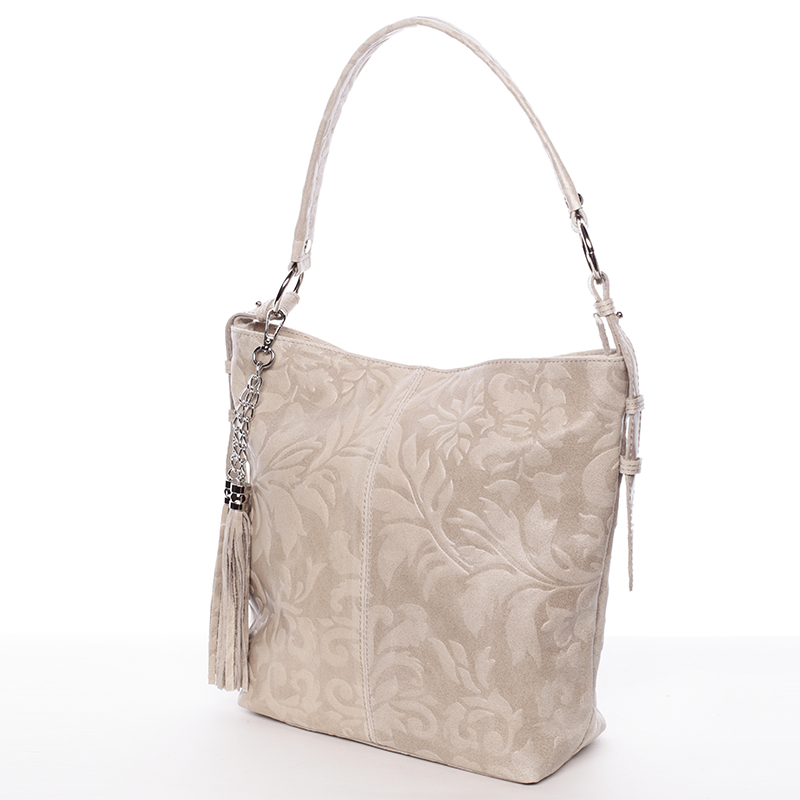 Dámska kožená kabelka cez rameno béžová - ItalY Heather