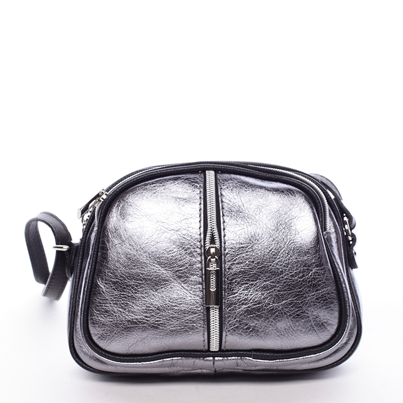 Dámska kožená crossbody kabelka strieborná - ItalY Nadia