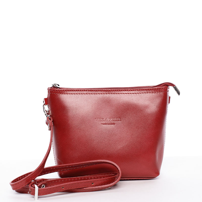 Dámska kožená crossbody kabelka červená - ItalY Garnet