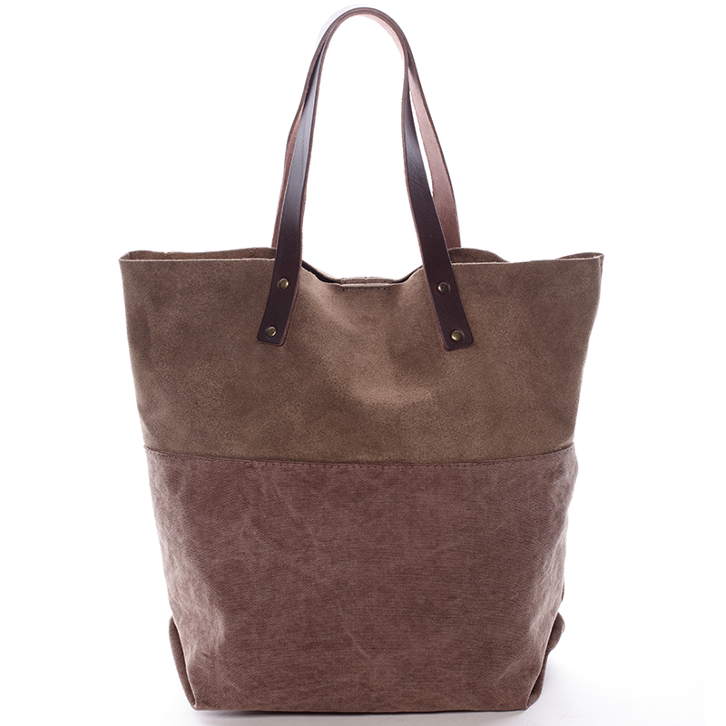 Dámska kožená kabelka shopper hnedá - ItalY Luren