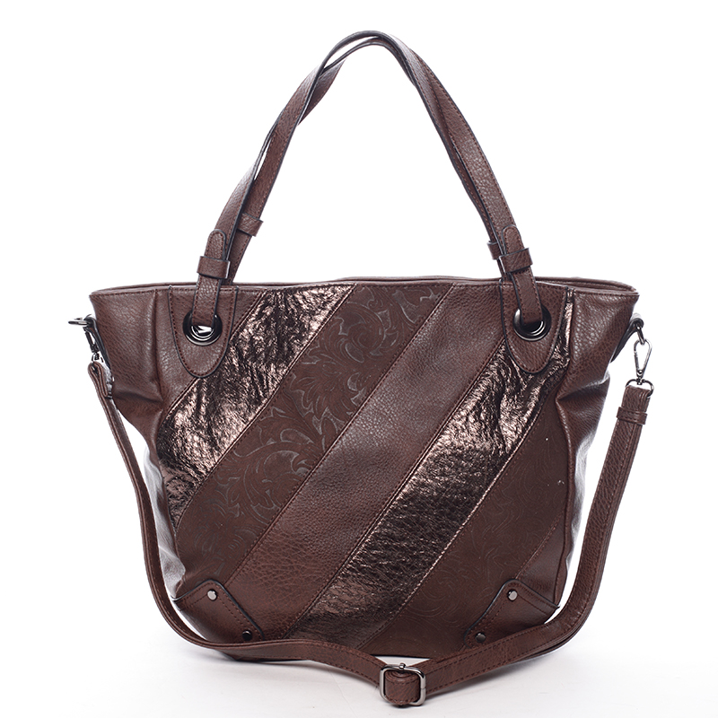 Dámska elegantná kabelka kávovo hnedá so vzorom - Maria C Eirene