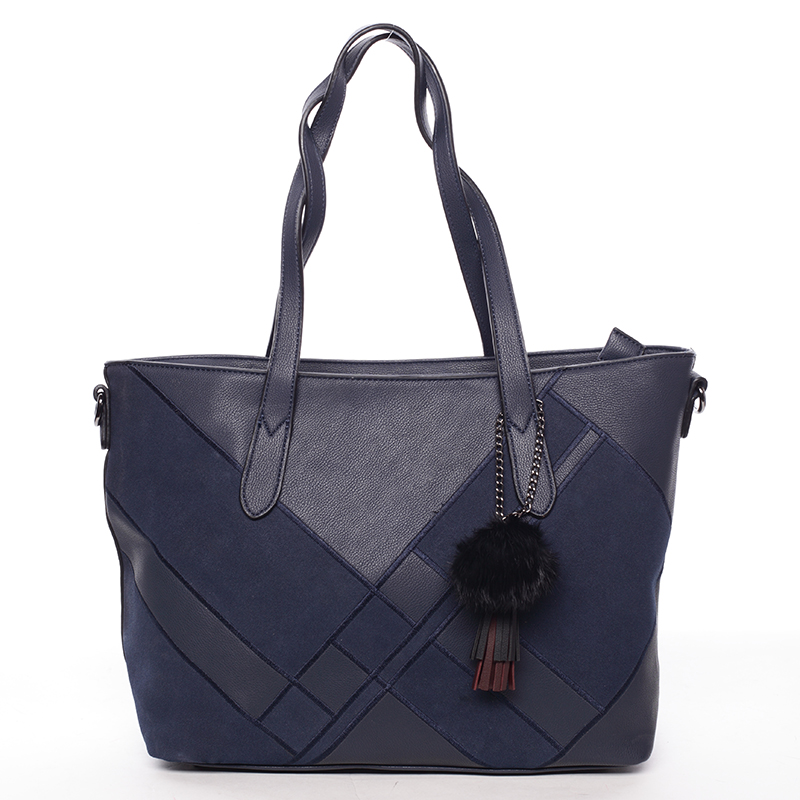 Väčšia módna dámska kabelka cez rameno tmavo modrá - MARIA C Galene