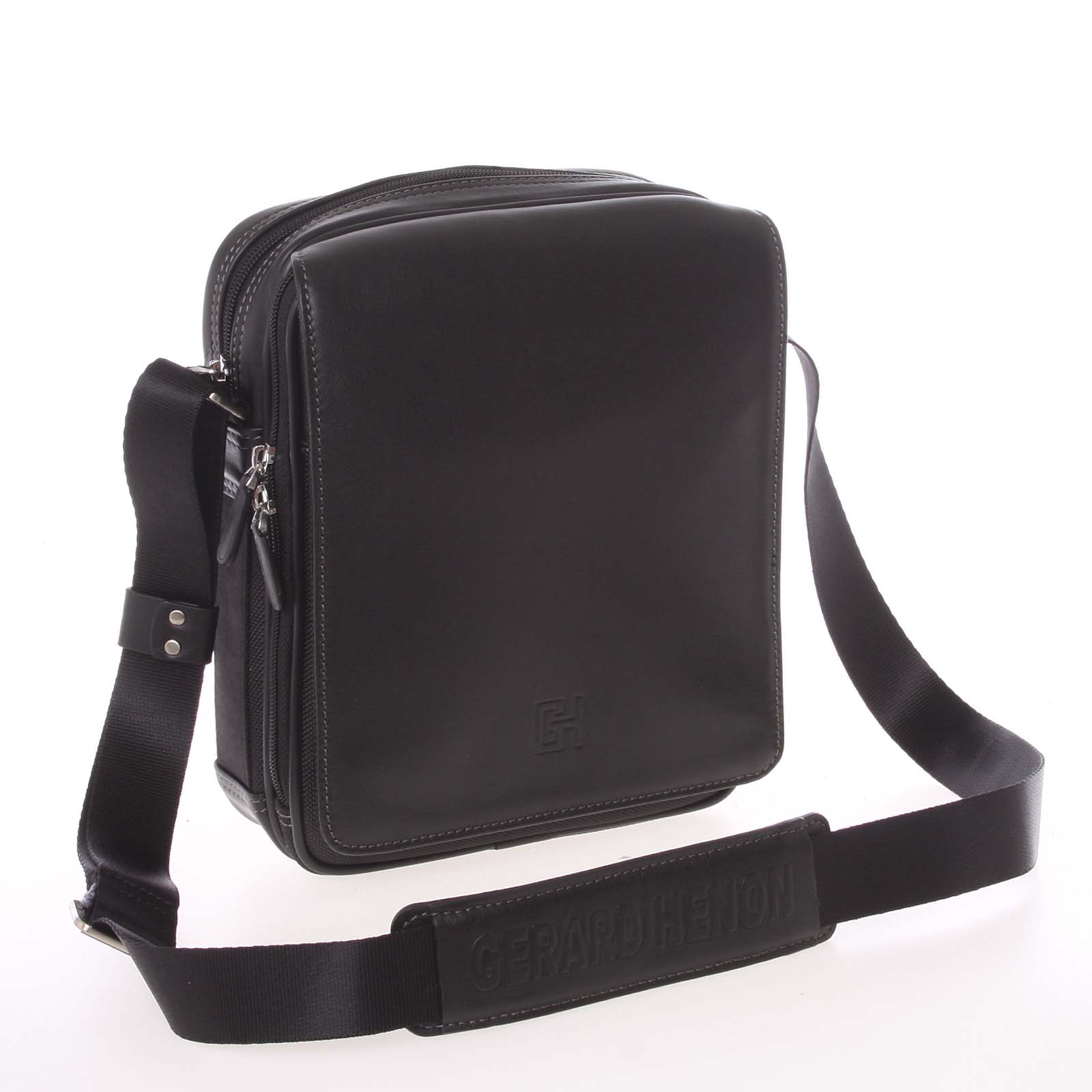 Pánska kožená taška cez rameno na doklady čierna - Gerard HENON Sheldon