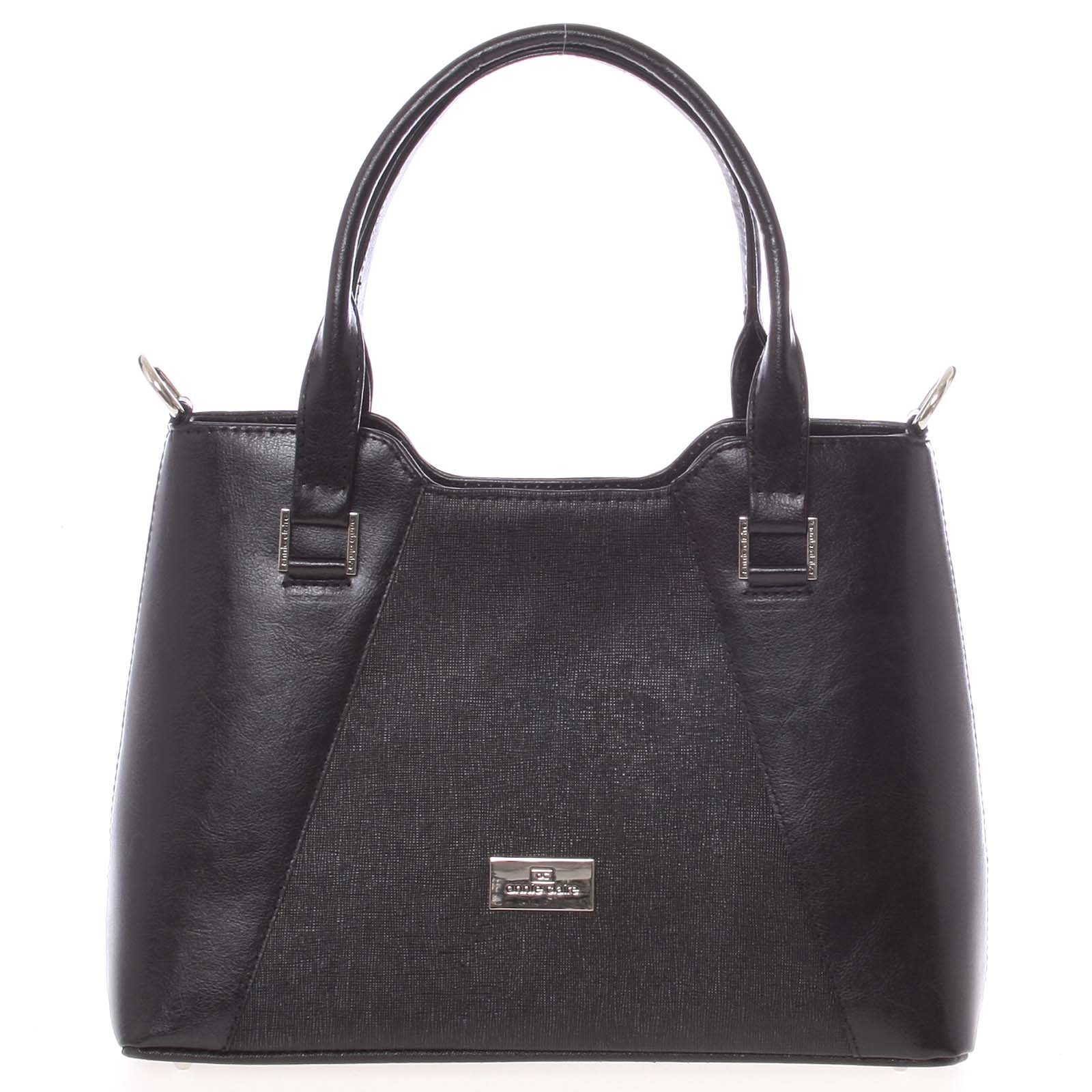 Pevná luxusná čierna kožená kabelka saffiano - Annie Claire 4012