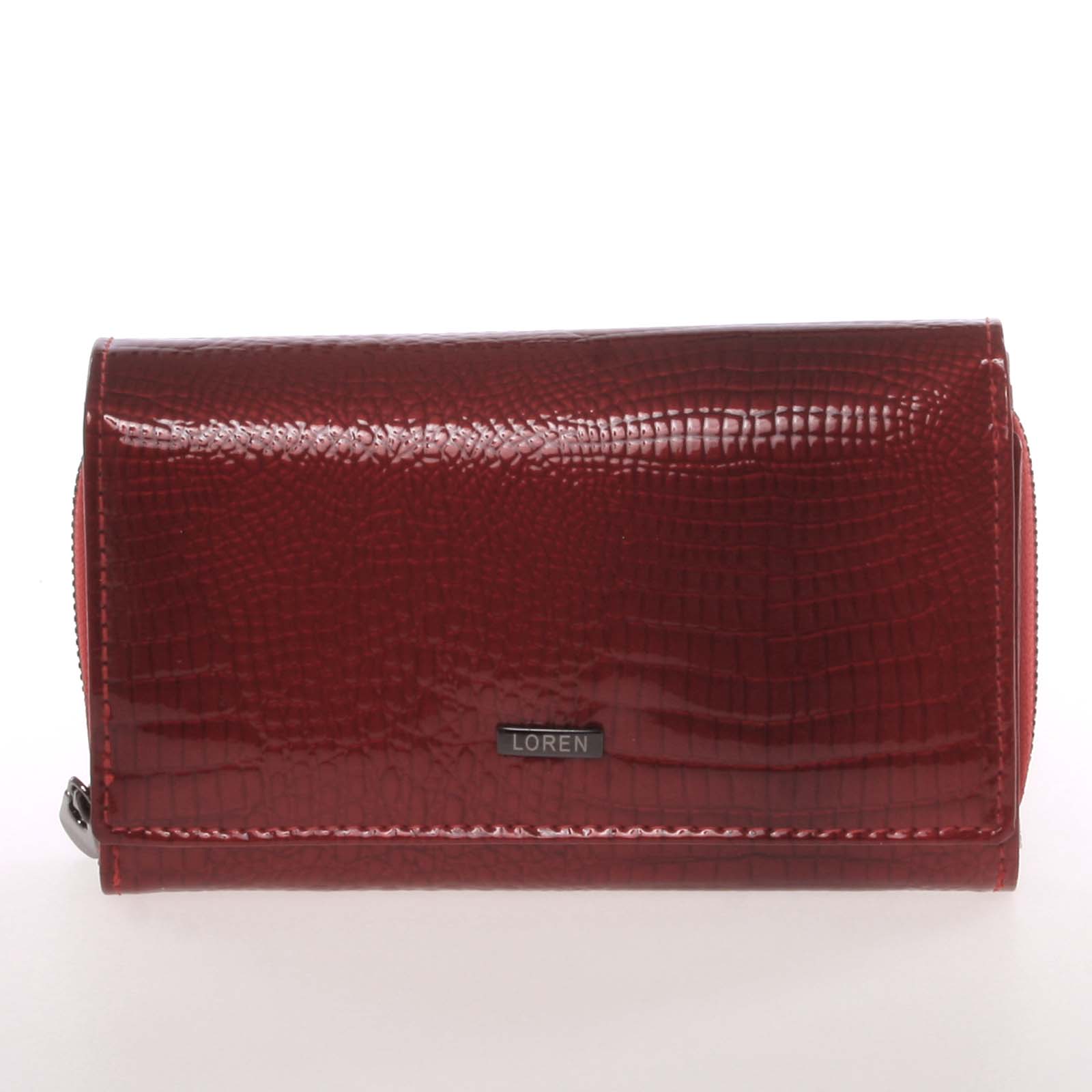 Dámska červená luxusná kožená lakovaná peňaženka - LOREN Moreen