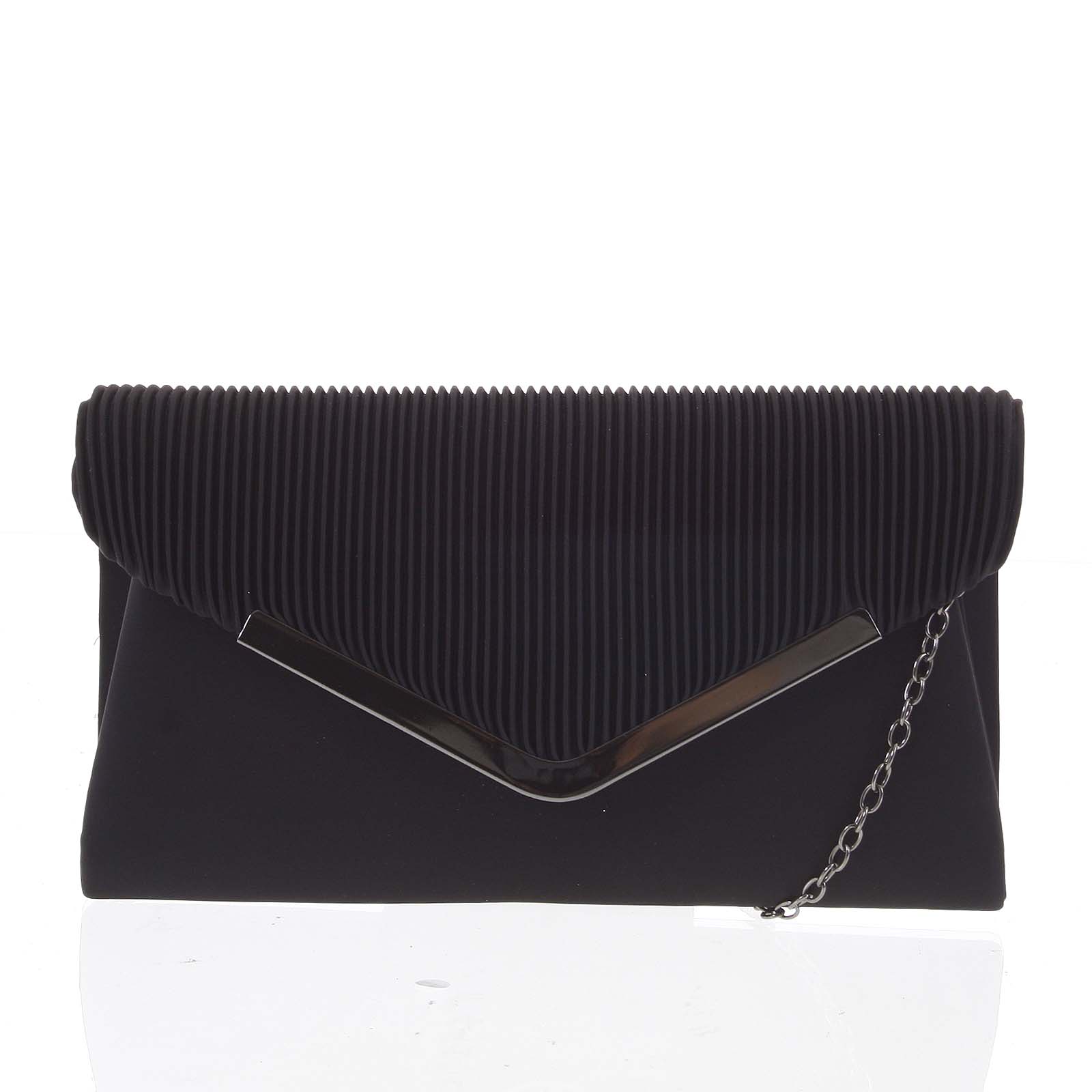 Elegantná saténová listová kabelka čierna - Delami D705