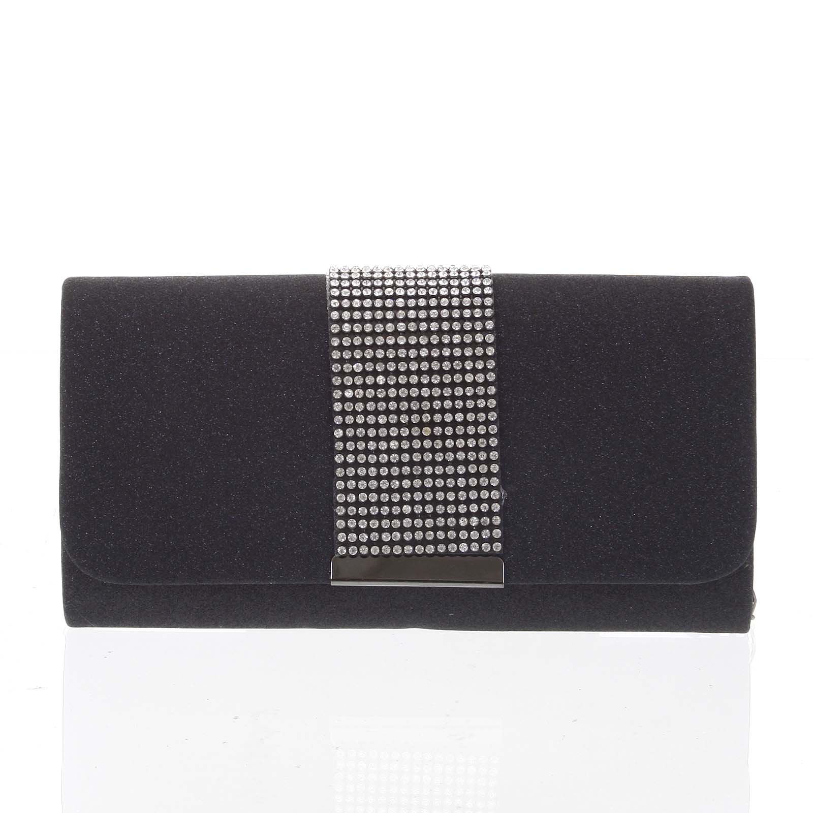 Luxusná diamantová čierna listová kabelka s glittrom - Delami D699