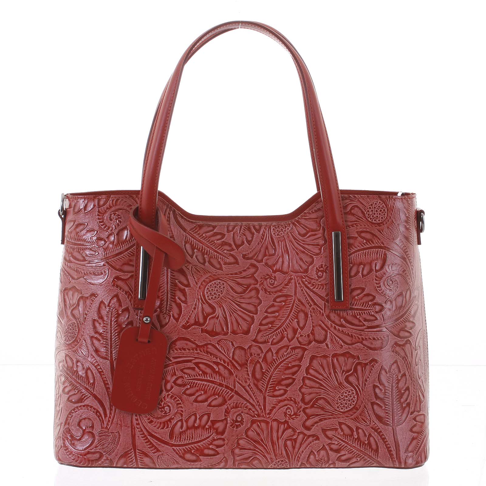 Veľká dámska kožená kabelka červená so vzorom - ItalY Afrodite