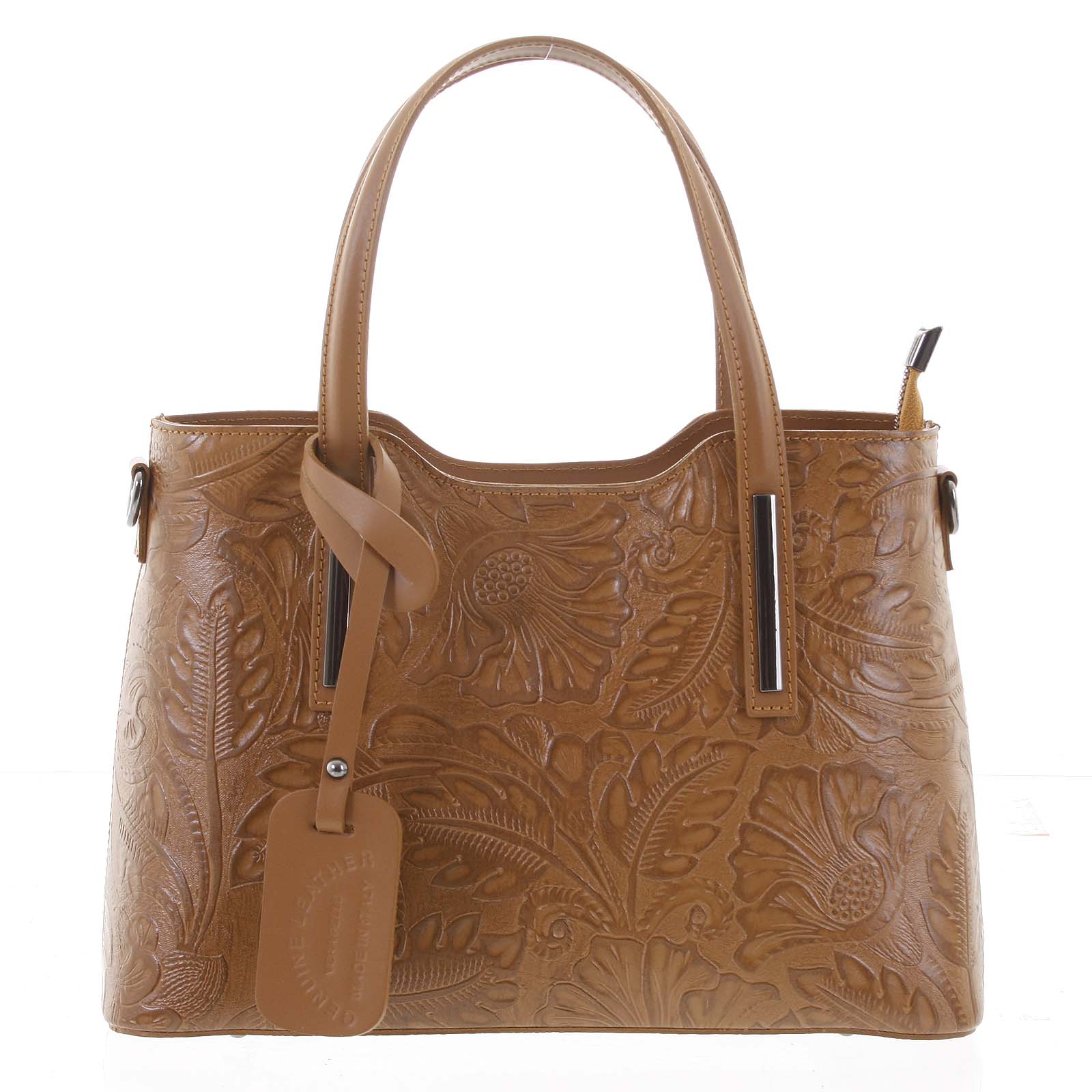 Originálna dámska kožená kabelka svetlohnedá - ItalY Zaira