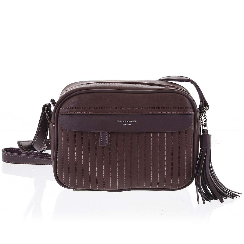 Trendy dámska tmavá fialová crossbody kabelka - David Jones Marcellia