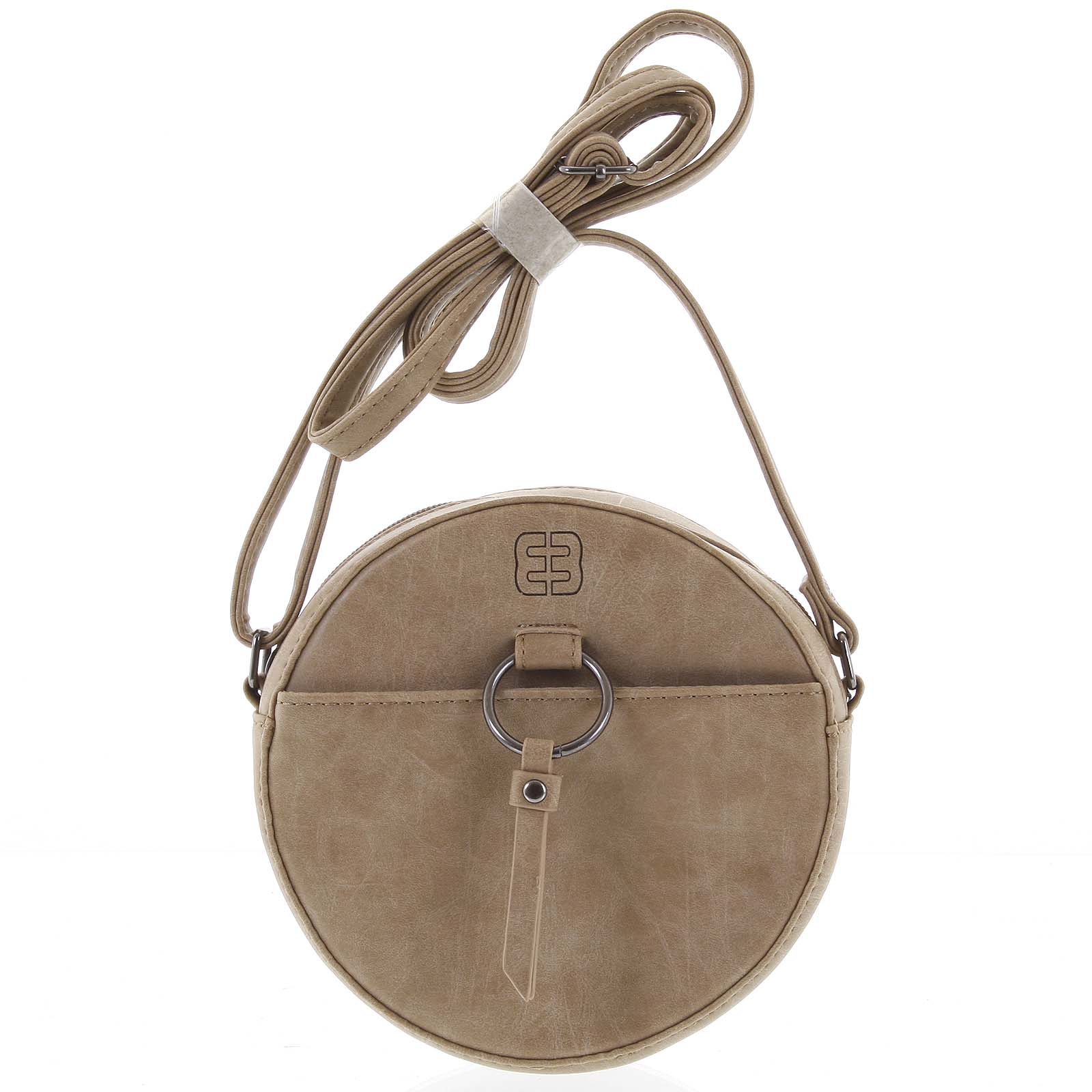 Guľatá moderná dámska crossbody kabelka taupe - Enrico Benetti Behesha