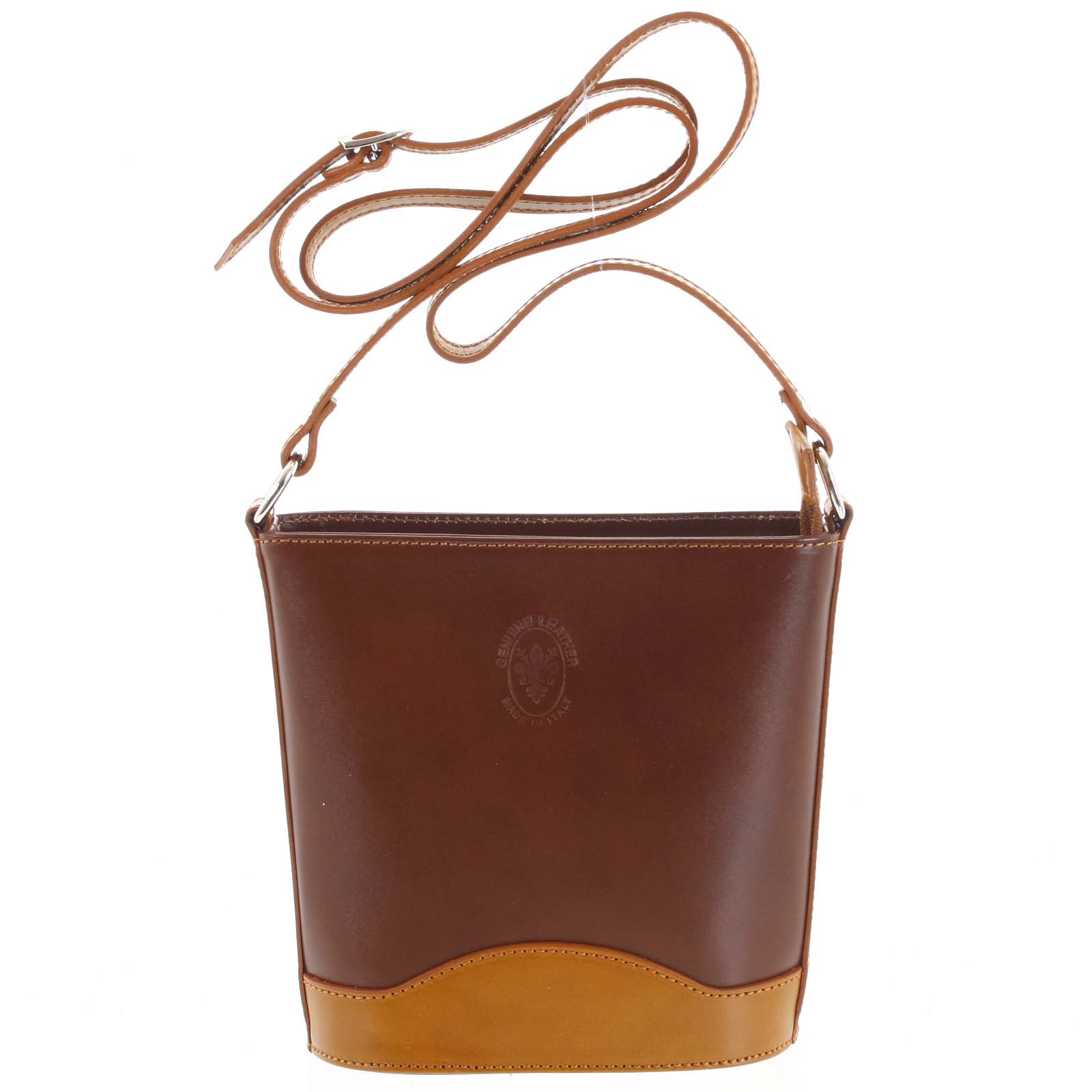 Hnedo koňaková kožená crossbody kabelka - ItalY Bryana