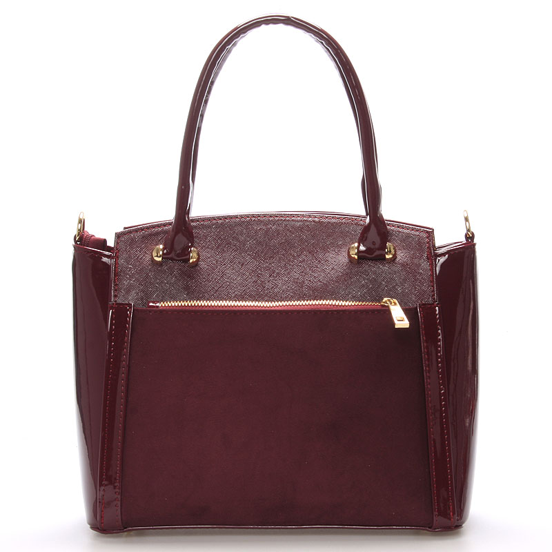 Luxusná vínová lakovaná kabelka so zlatým kovaním - Delami Margo