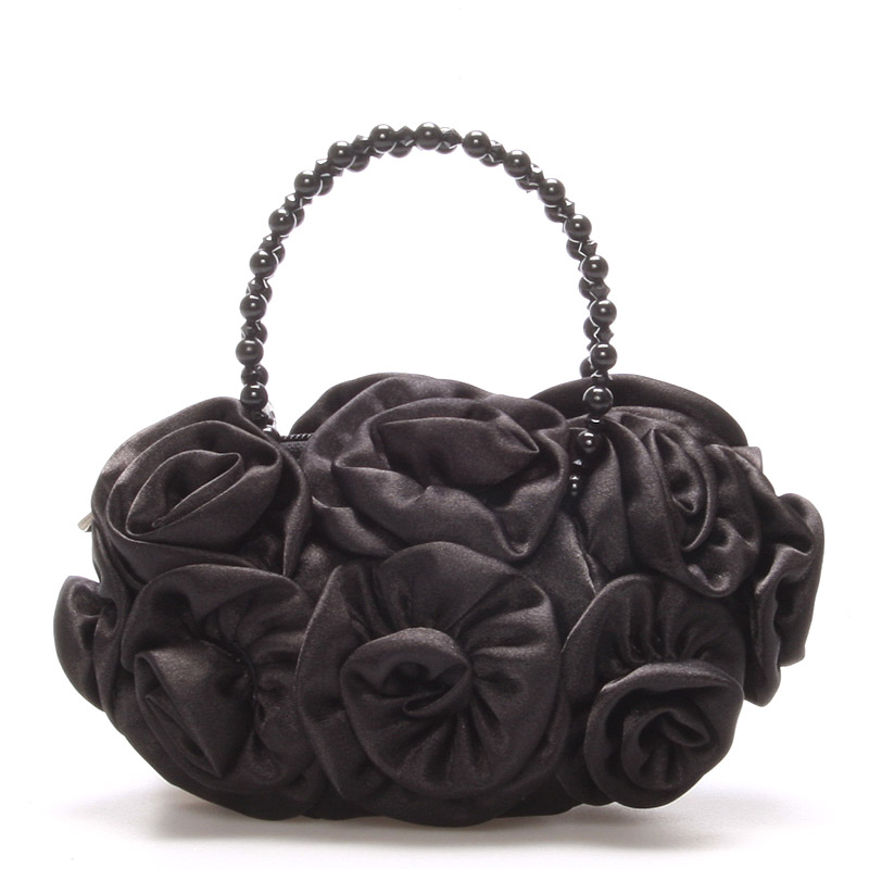 Saténová večerná kabelka čierna