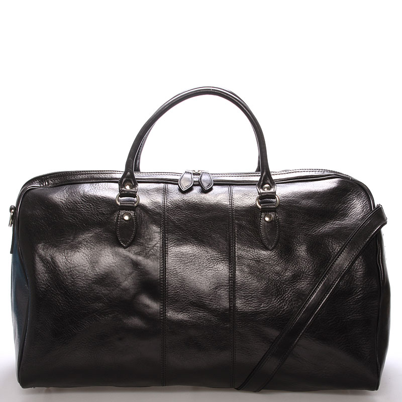 Veľká cestovná kožená taška čierna ItalY - Ella