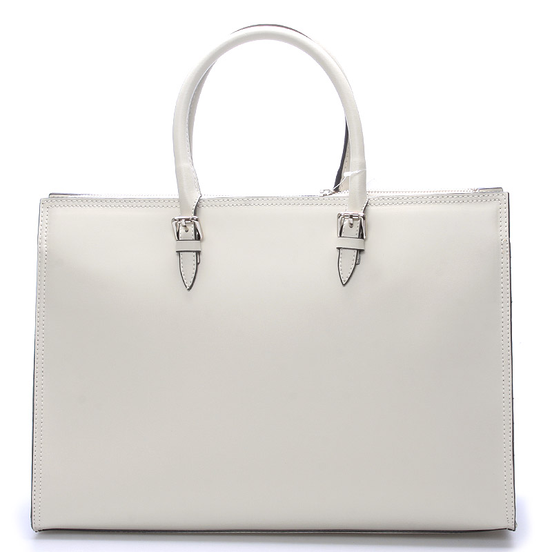 Elegantná dámska kožená kabelka krémová - ItalY Rohais