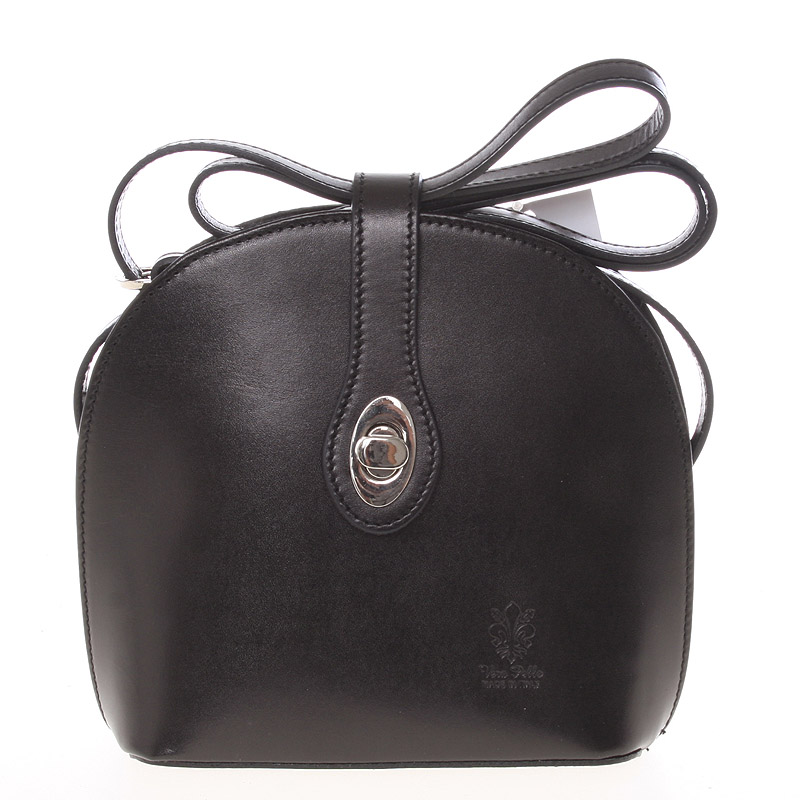 Malá dámska čierna kožená crossbody kabelka - ItalY Zerena