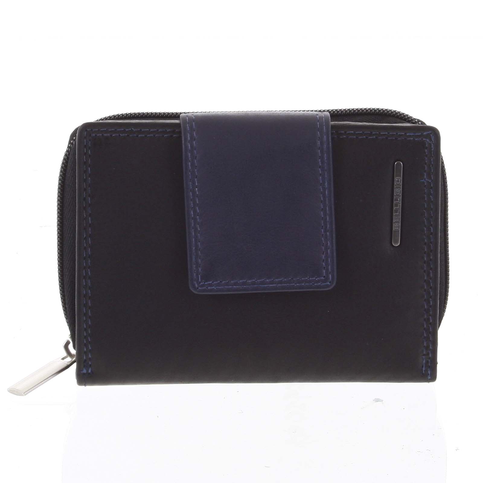 Dámska kožená peňaženka čierno modrá - Bellugio Eurusie
