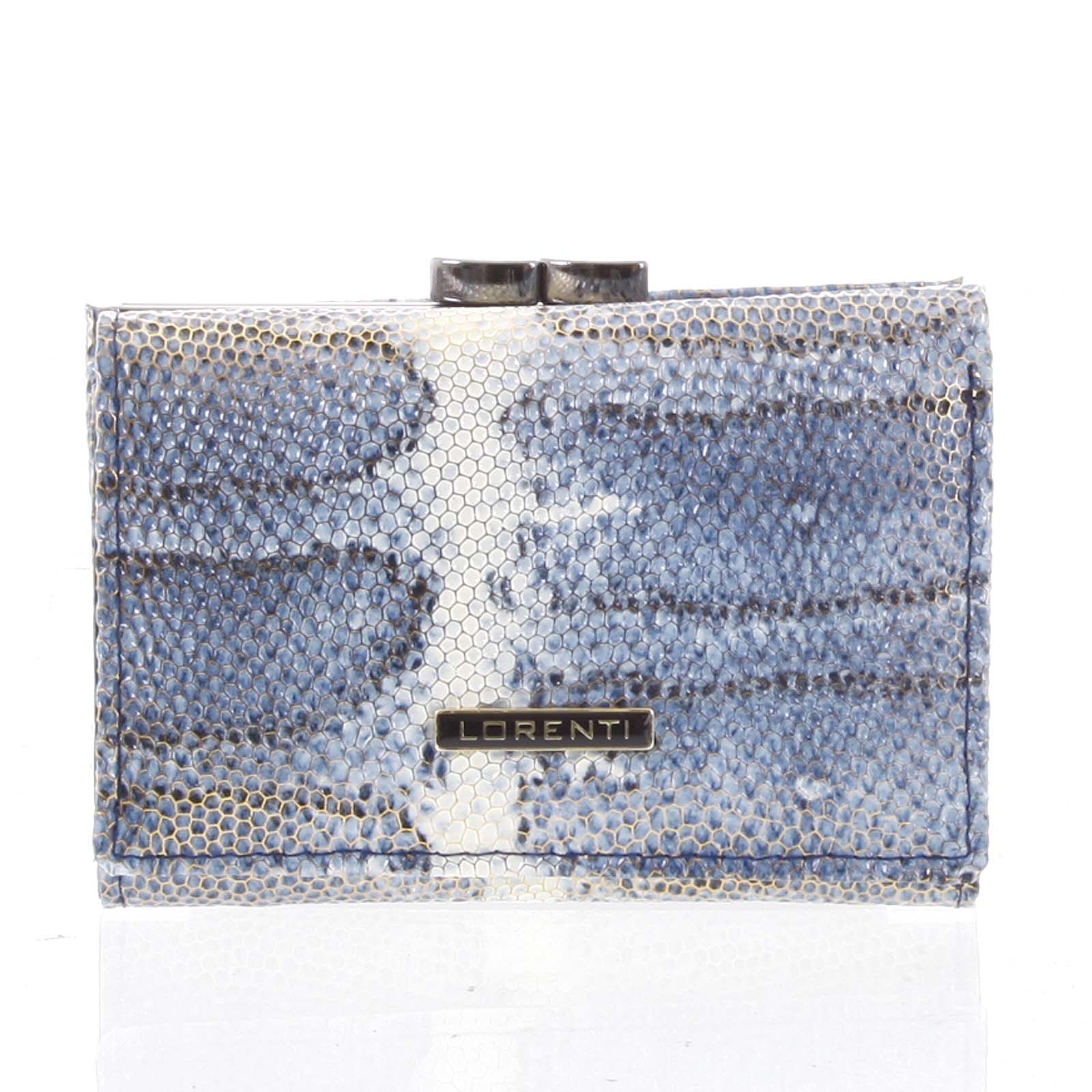 Elegantná kožená modrá peňaženka so zlatým hadím vzorom - Lorenti 117SK