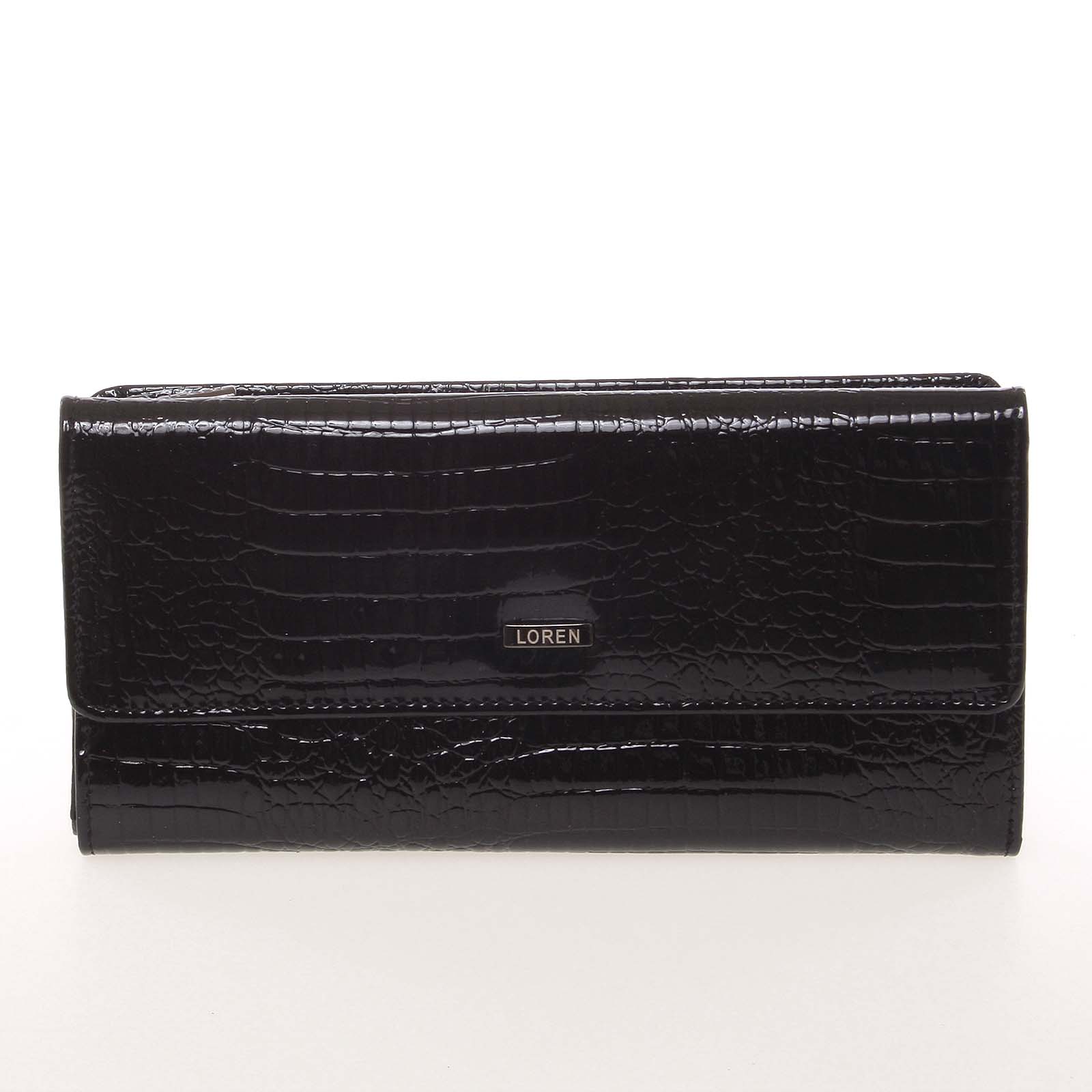 Štýlová kožená lakovaná dámska peňaženka čierna - Loren 74507RS