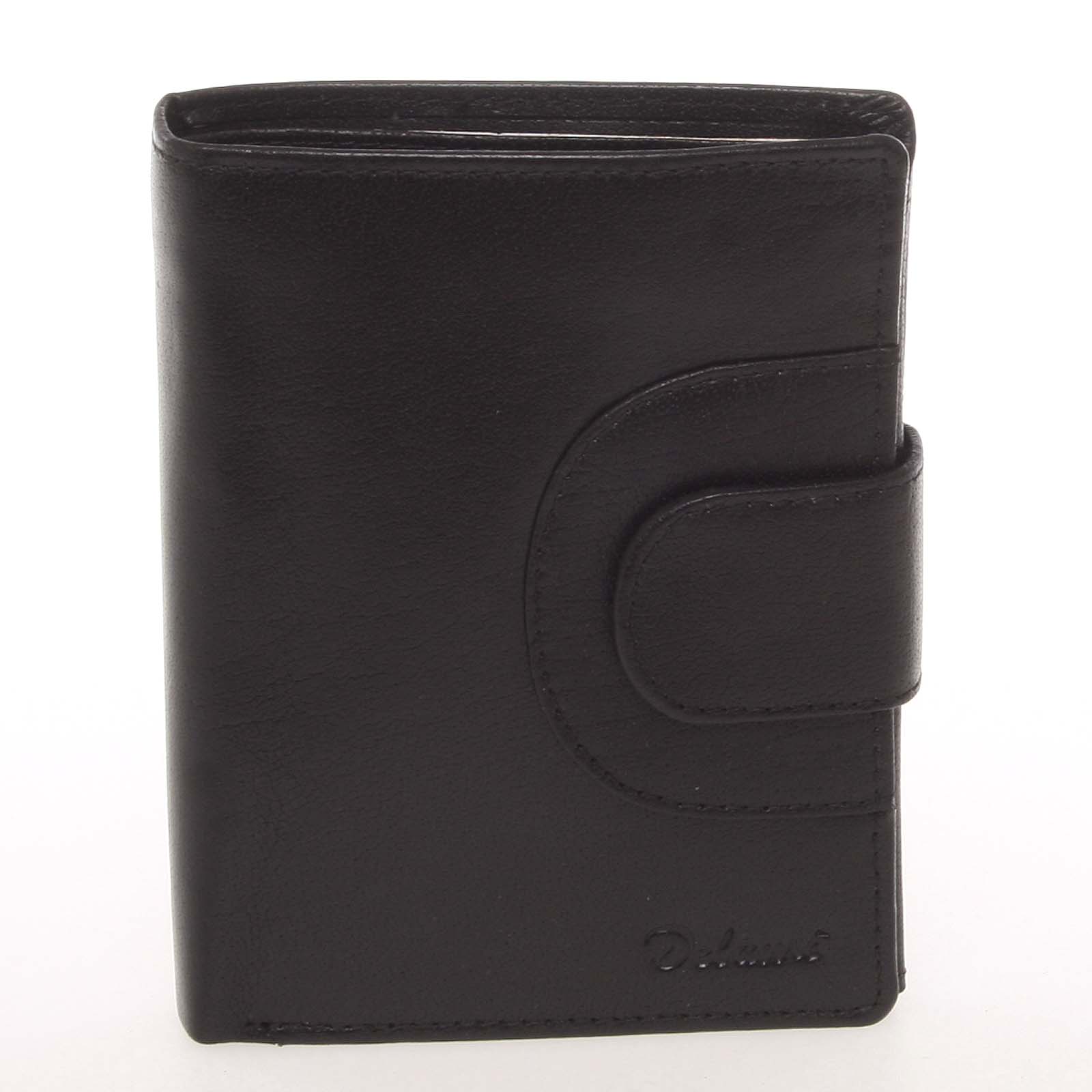 Elegantná pánska kožená čierna peňaženka - Delami Norm