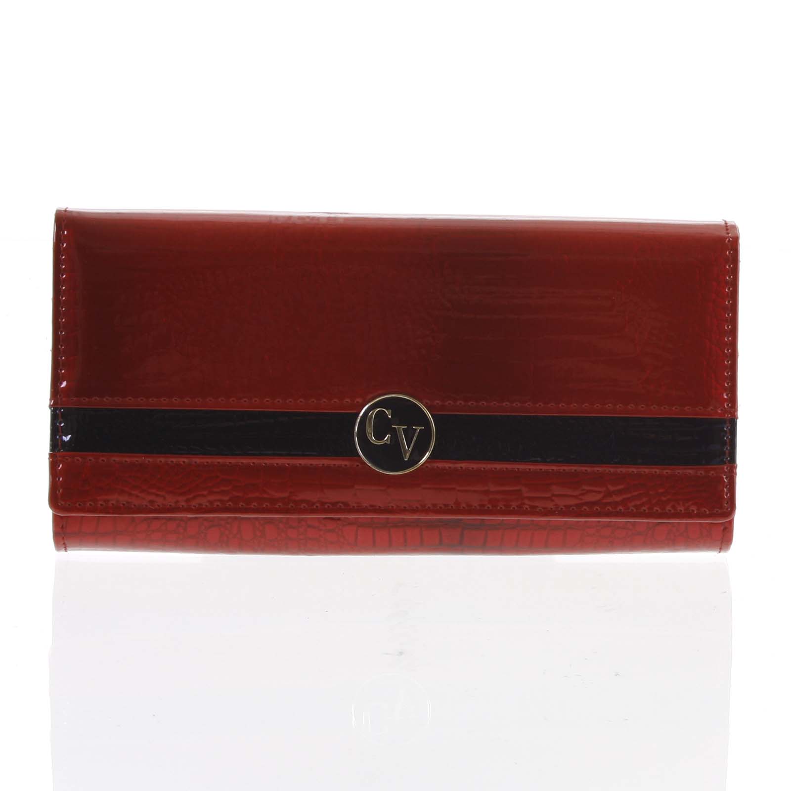 Dámska peňaženka kožená lakovaná červená - Cavaldi H242