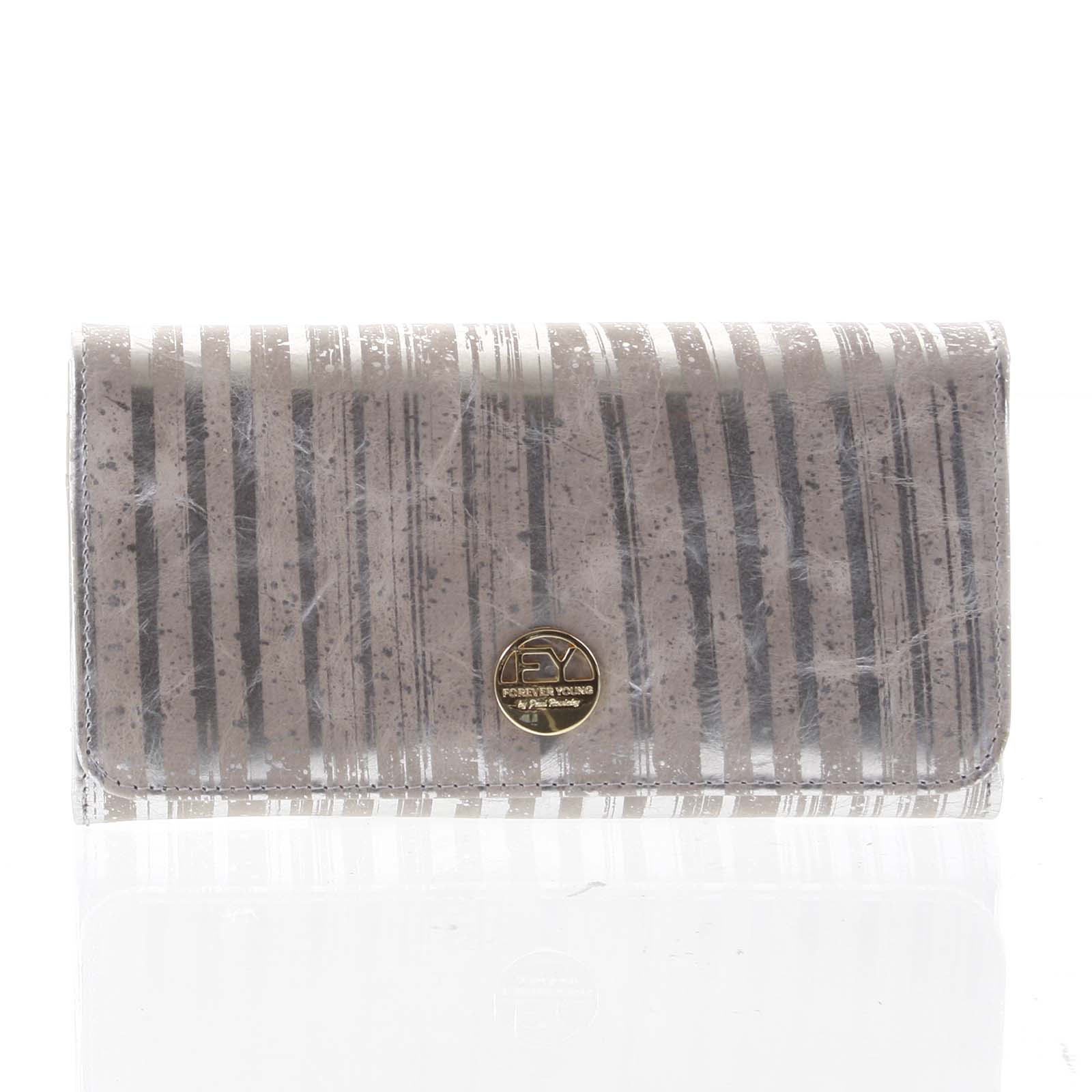 Dámska peňaženka veľká kožená strieborná - Rovicky 1077